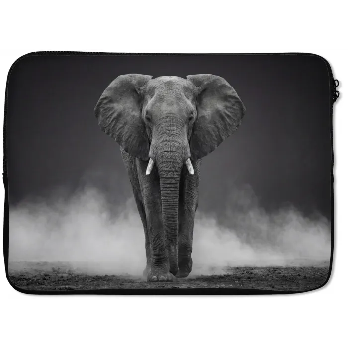 Olifant - Zwart - Wit - Rook laptophoes neopreen klein -zkaufland3dotto