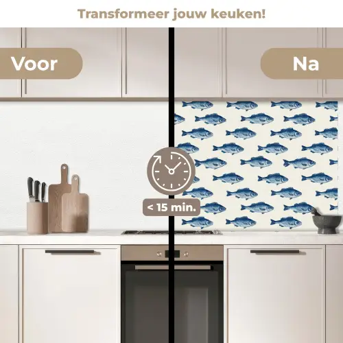 Vis - Patroon - Blauw keuken achterwand 2 middel 871 -voor-na2_NL