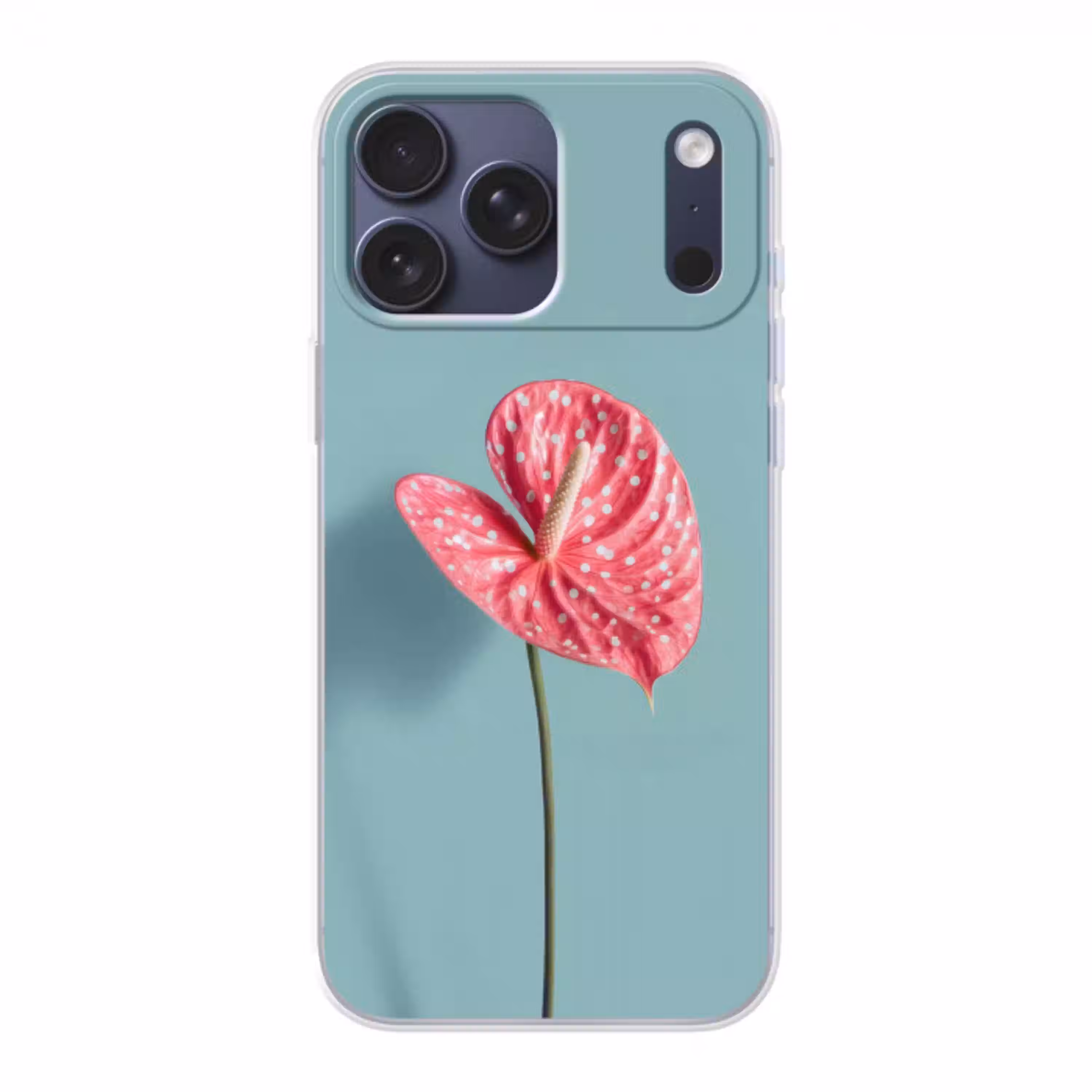 Blad - Anthurium - Stippen - Roze Telefoonhoesje iPhone 17 Pro Max klein -3d