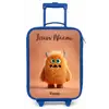 Oranje Pluizig Monster met Hoorns Kinderkoffer - Blauw klein -zz3dotto