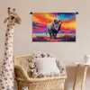 Neushoorn - Zonsondergang - Savanna - Kleurrijk Wandkleed katoen klein -wsfeer5_kind