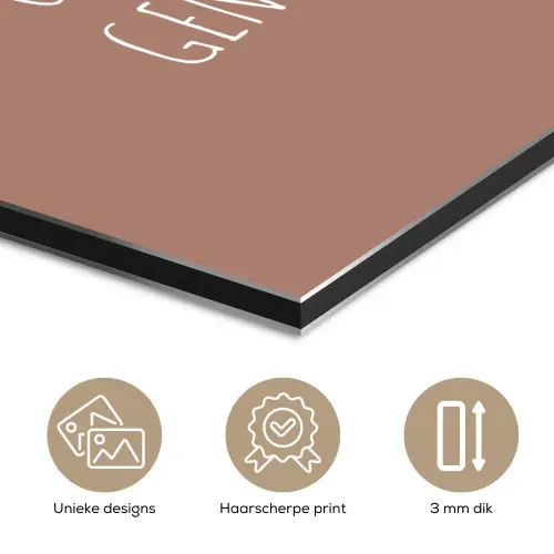 Spreuken - Herinner je gisteren droom over morgen en geniet vandaag - Quotes aluminium wit klein -closeup_NL