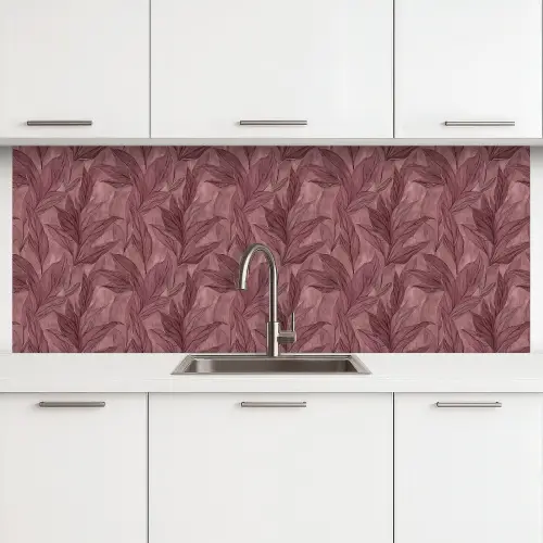 Bladeren - Patroon - Paars keuken achterwand 2 middel 871 -3d