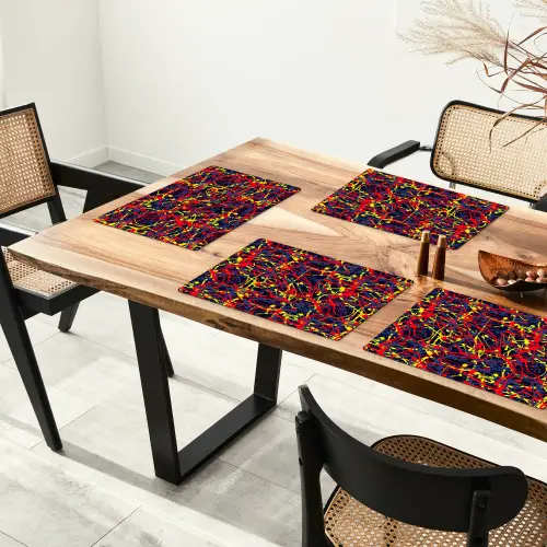 Waterverf - Rood - Geel Placemat vinyl groot 368 -zzsfeer4_Kitchenyeah-website