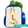 Liggende giraffe illustratie op beige achtergrond Kinderrugzak - Blauw middel -inhoud_NL