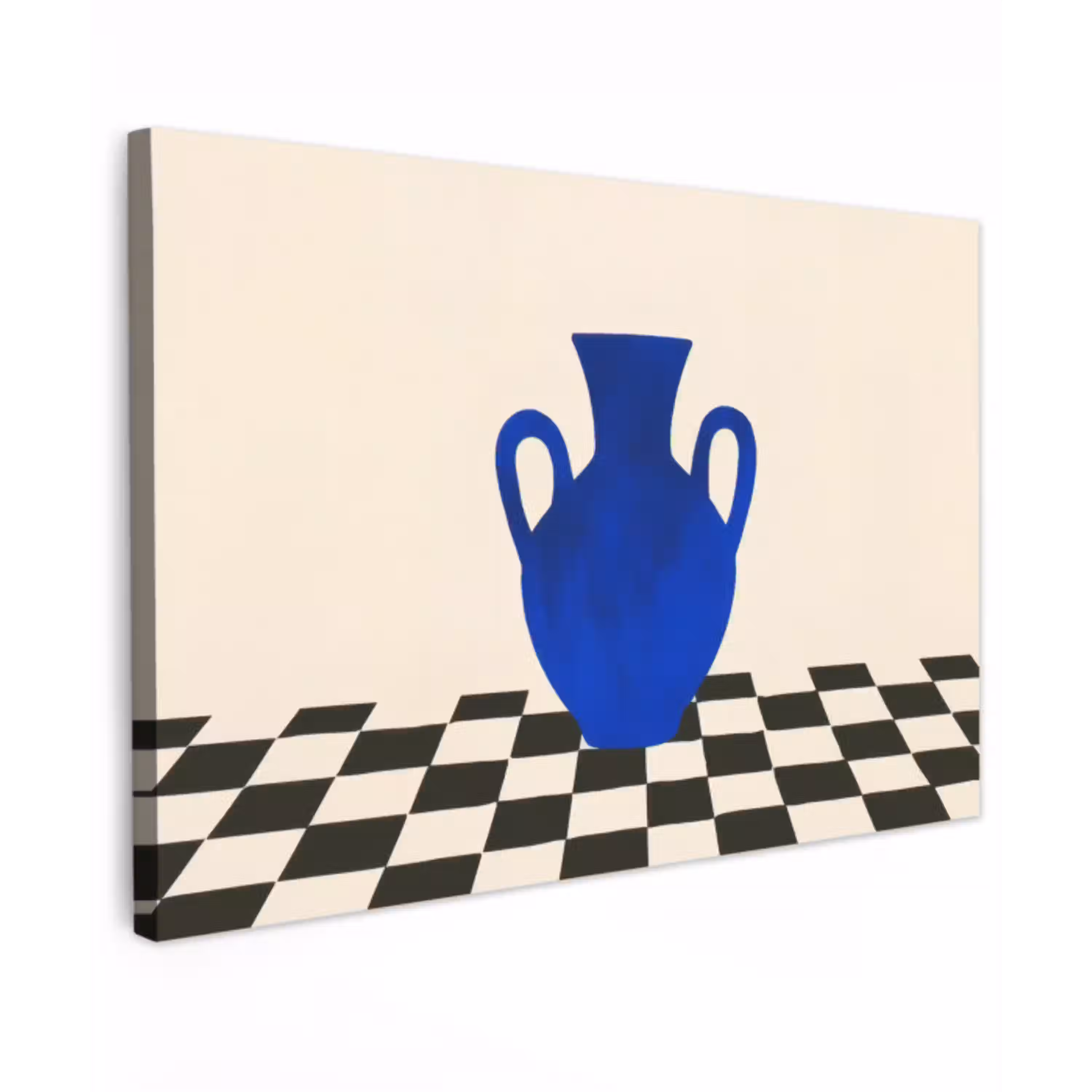 Vaas - Blauw - Geblokt - Modern canvas 2cm klein -z3d