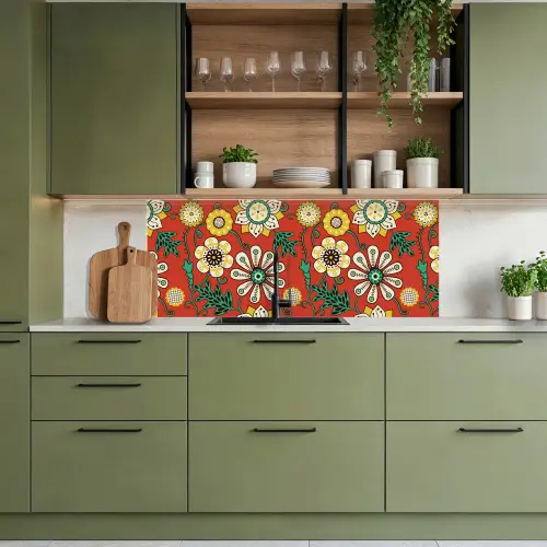 Design - Bloemen - Hippie - Retro keuken achterwand 2 middel 871 -sfeer3