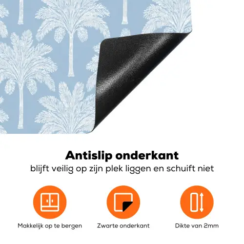 Palmboom - Modern - Blauw Inductie beschermer vinyl 3mm klein 276 -zzzzzzz-td-onderkant