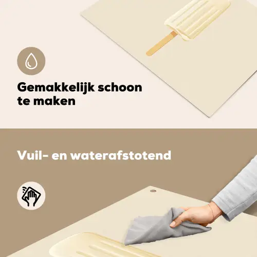 Minimalistisch - Waterijsje - Stokje - Beige Inductie beschemer met haakjes klein -ky-schoon-nl
