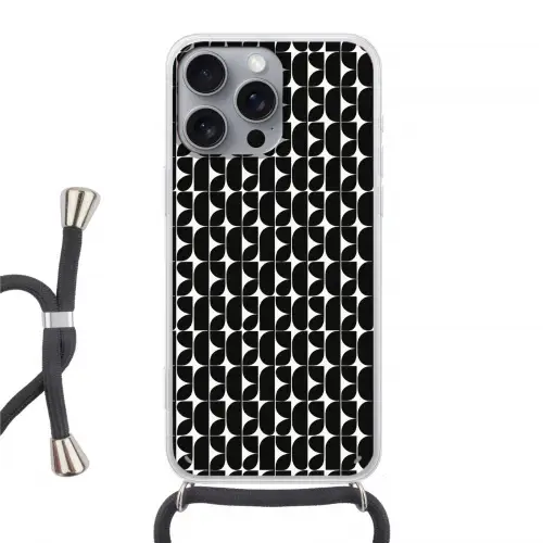 Modern - Geometrisch - Zwart Hoesje iPhone 16 Pro Max met koord klein 804 -3d