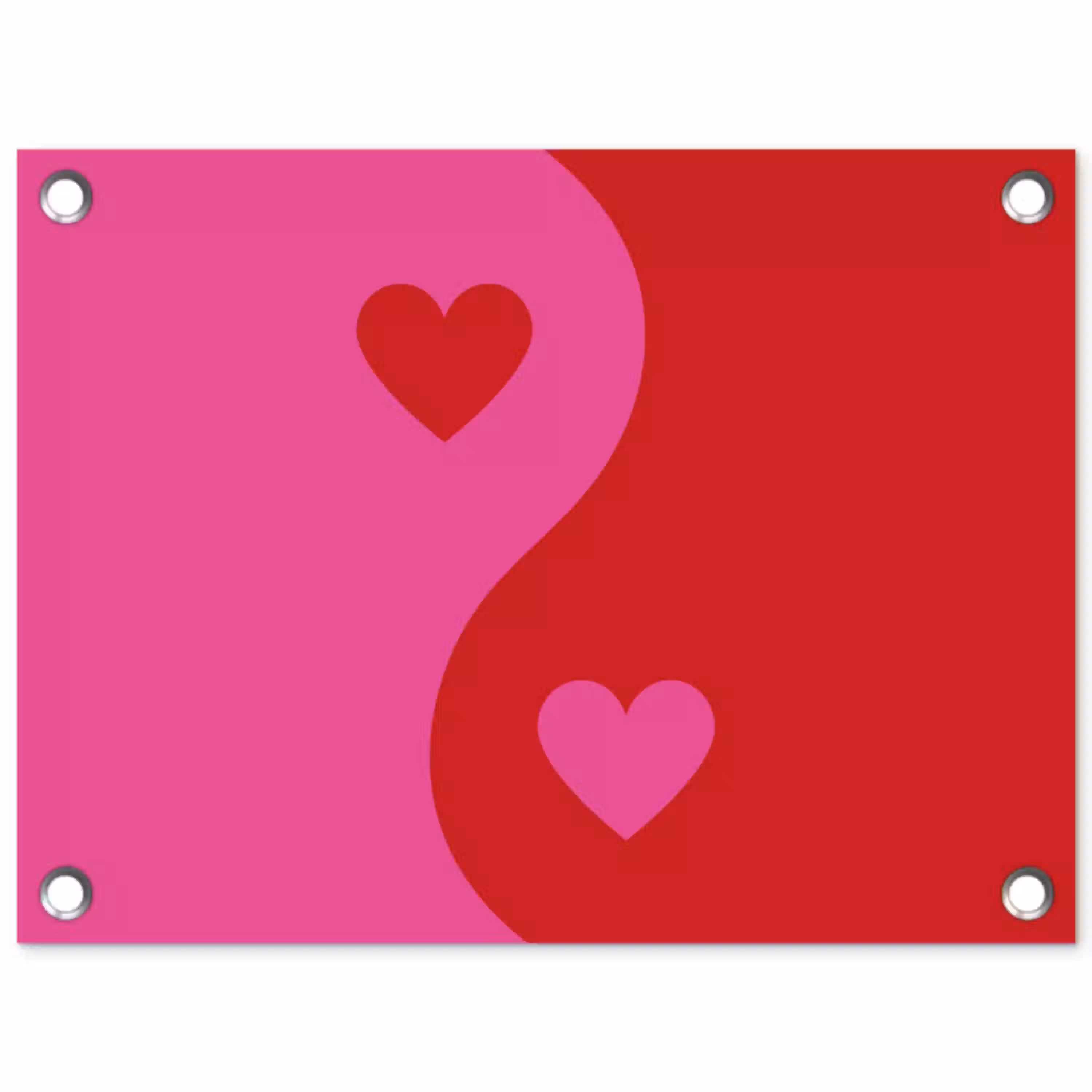Minimalistisch - Rood - Roze - Hartjes tuinposter los doek klein -3d