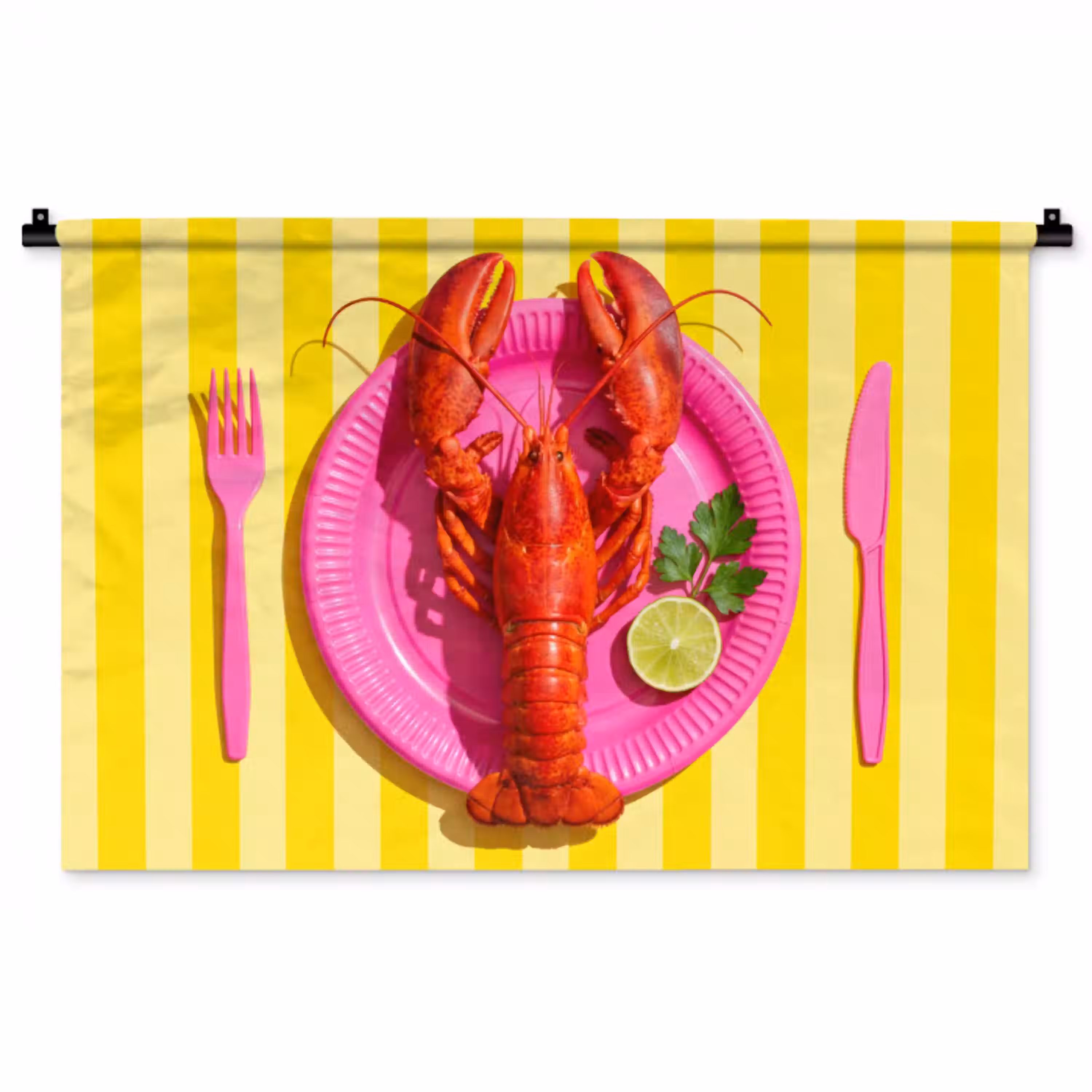 Eten - Roze - Geel - Modern - Culinaire Wandkleed katoen middel -zz3d