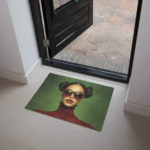 Vrouw - Groen - Bril - Aesthetic - Modern Deurmat klein -sfeer5