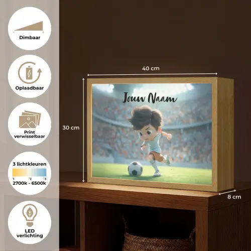 Jongen - Voetbal - Stadion - Zonlicht Light Box met batterij (Wandlamp kind) middel -USP_websiteoverzichtNL