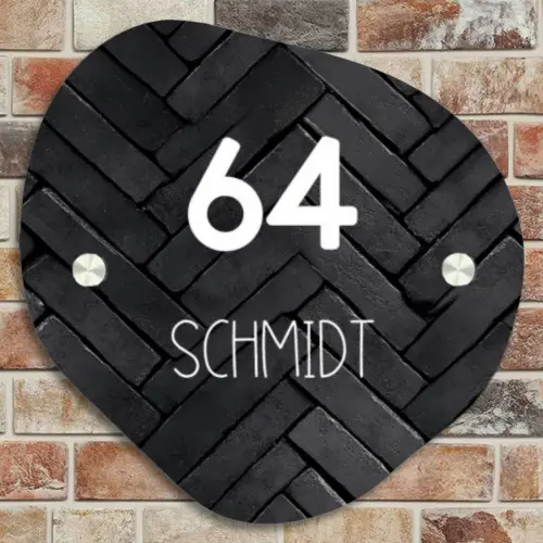 Zwarte stenen - Modern Naambord Organisch middel -sfeer10