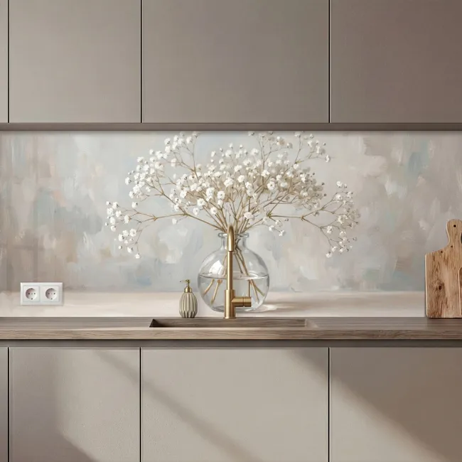 Keuken achterwand - Vaas - Gipskruid - Wit