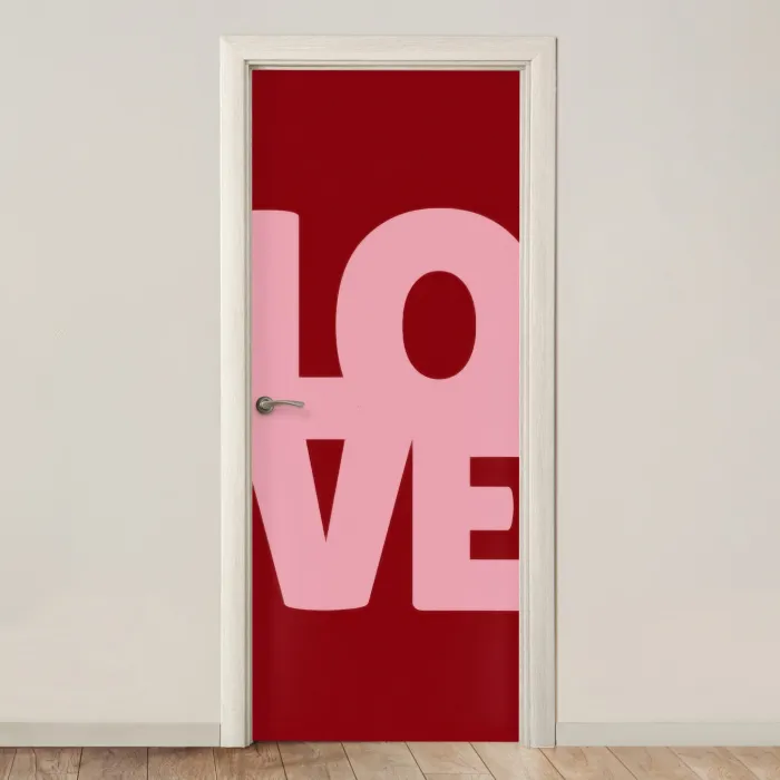 Love - Rood - Blokletters deurposter klein -3d_beige