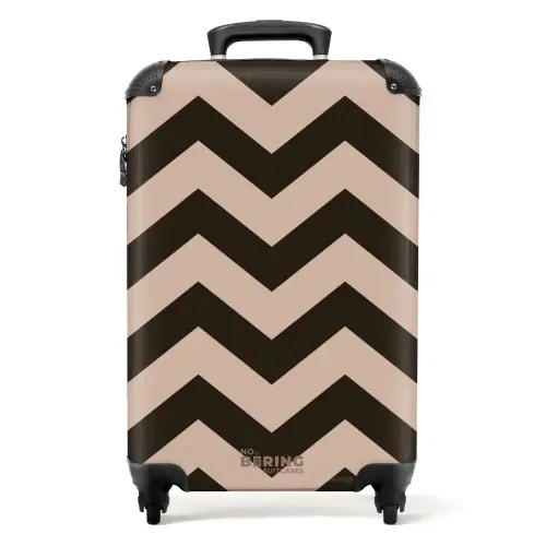 Zigzag patroon in verschillende tinten bruin NBS - Handbagage koffer - Kinderen Unisex middel -productfoto_recht