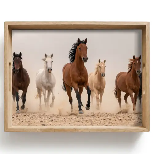 Kudde paarden - Stofwolk - Bruin - Zwart Dienblad Rechthoek middel -z3d_shopping