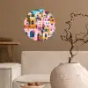 Kleurrijk - Roze - Oranje - Geel - Bloemen Wandcirkel behangsticker klein -sfeer1