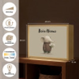 Olifant - Witte bloemen - Kindvriendelijk Light Box met batterij (Wandlamp kind) middel -USP_websiteoverzichtDE