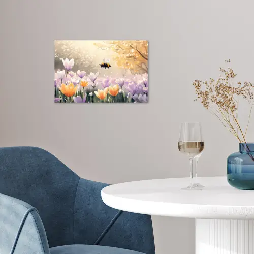 Viooltjes - bij - Zonlicht poster papier klein -sfeer3