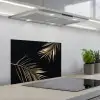 Bladeren - Planten - Goud - Zwart - Luxe keuken achterwand spatscherm klein -3d_schuin