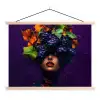 Vrouw - Paars - Druiven textielposter latten blank klein -3d