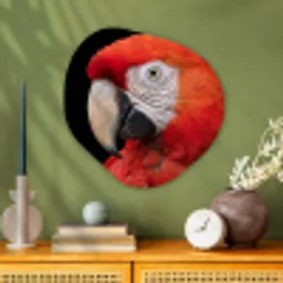 Ara - Portret - Rood Wandcirkel Organisch Aluminium middel -sfeer2