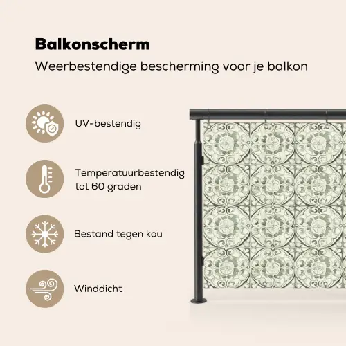 Krulornament - Tegel - Groen Balkonbeschermer Duitsland klein 596 -specs_NL