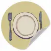 Illustratie - Bord - Bestek - Beige Wandcirkel behangsticker klein -3d