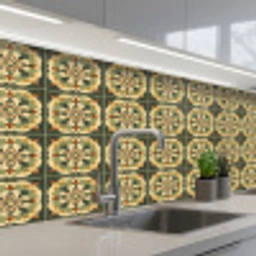 Ornament - Patroon - Groen keuken achterwand 2 middel 871 -3d_schuin