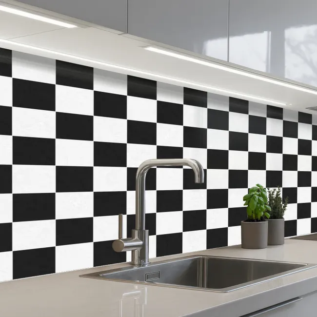 Klassiek - Patroon - Zwart - Wit keuken achterwand 2 middel 871 -3d_schuin