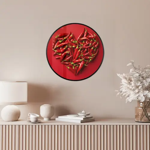 Pepers - Rood - Hart Fotolijst rond zonder passe partout klein -sfeer3