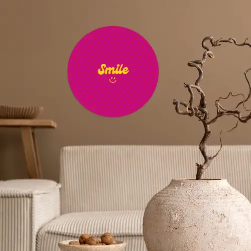 Smile - Stippen - Roze Wandcirkel behangsticker klein -sfeer1