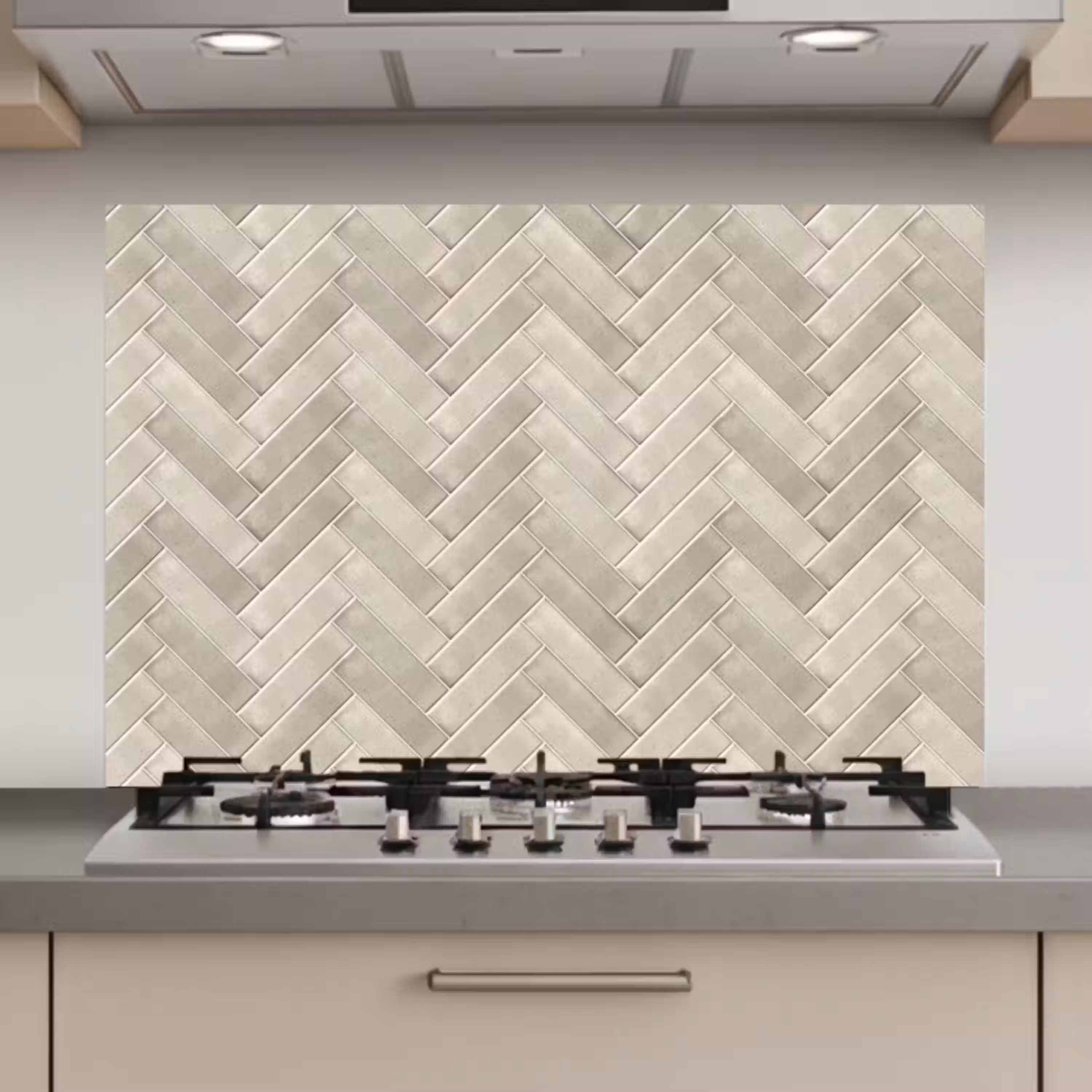 Visgraat - Wandtegel - Beige keuken achterwand spatscherm klein 900 -3d_website