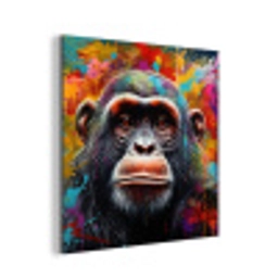 Chimpansee - Graffiti - Kleurrijk aluminium wit klein -3d