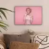 Vrouw - Roze - Parelketting - Krulspelden canvas 2cm klein -sfeer1