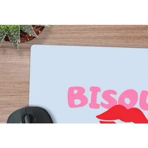 Lippen - Bisou - Blauw muismat rubber klein -closeup