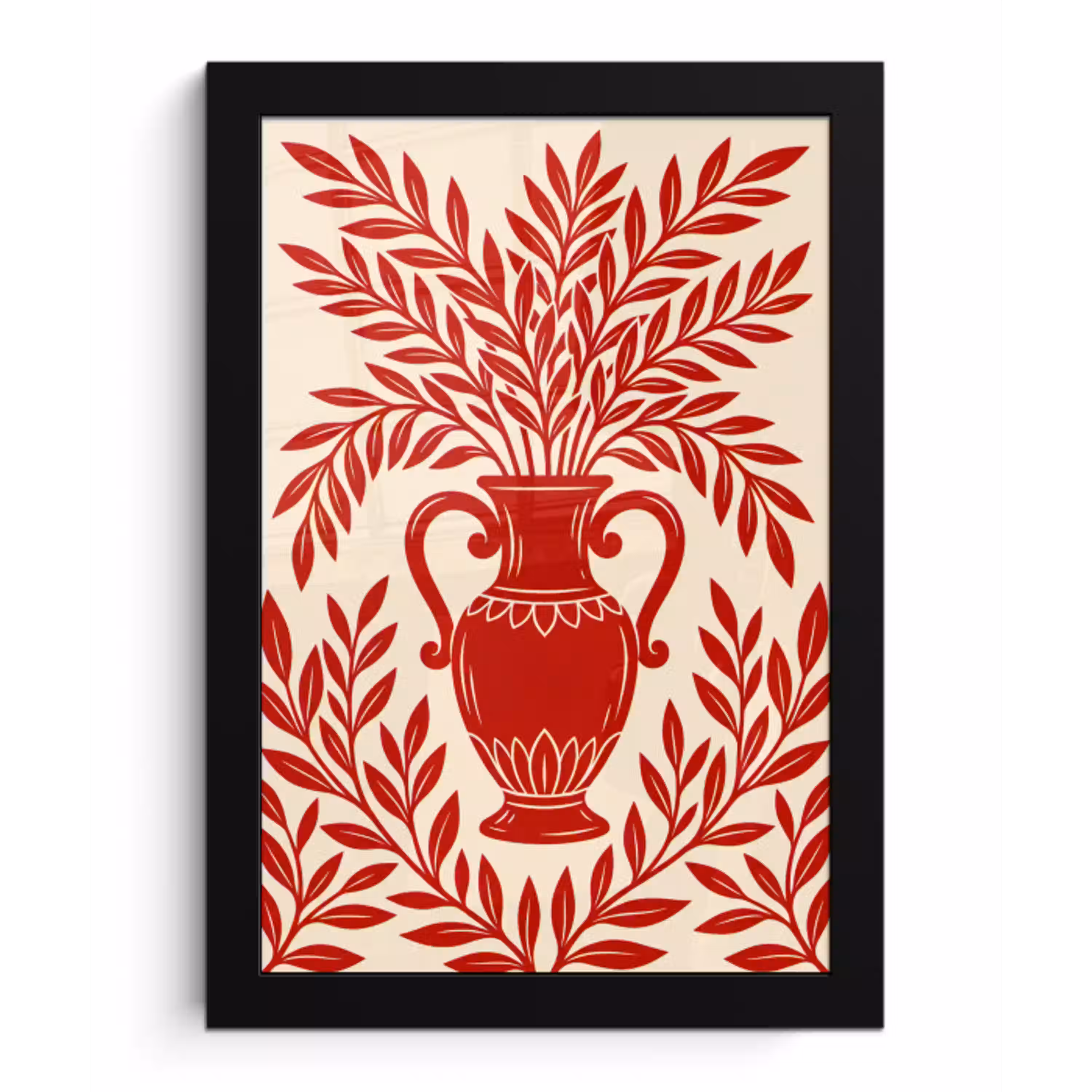 Vaas - Planten - Decoratie - Abstract - Rood fotolijst zwart zonder passe partout klein -3d