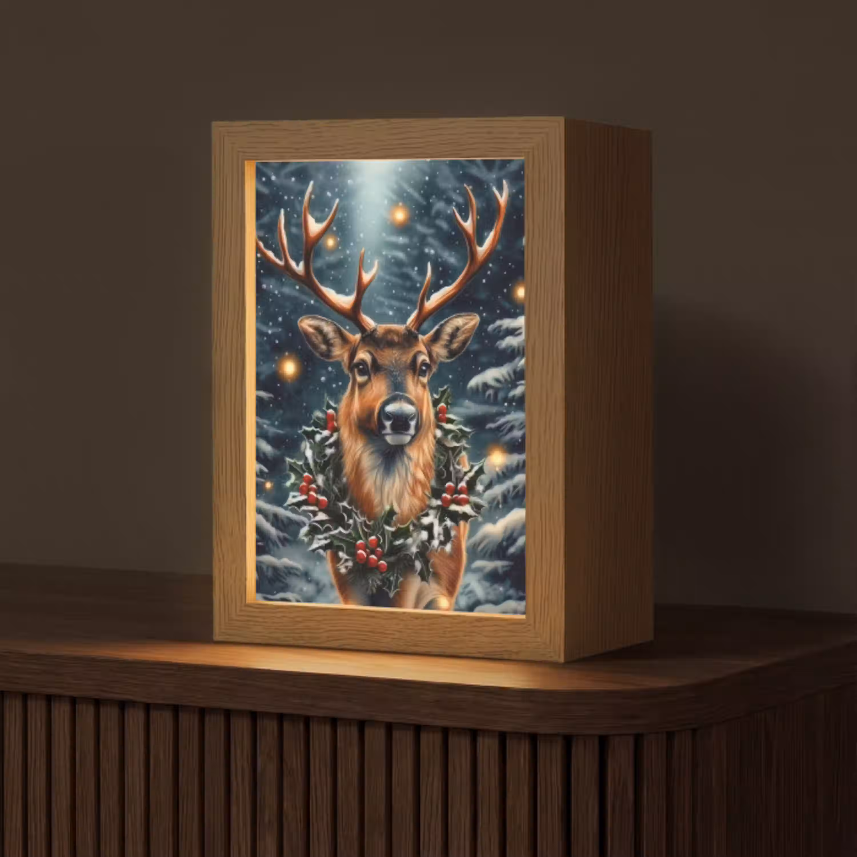 Kerst - Magie - Bos - Kleurrijk Light Box met kabel (Tafellamp) klein -z3d_website