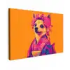 Kimono - Hondje - Bloemenkroon - Oranje Tuinposter op houten frame 2 cm dik klein -3d