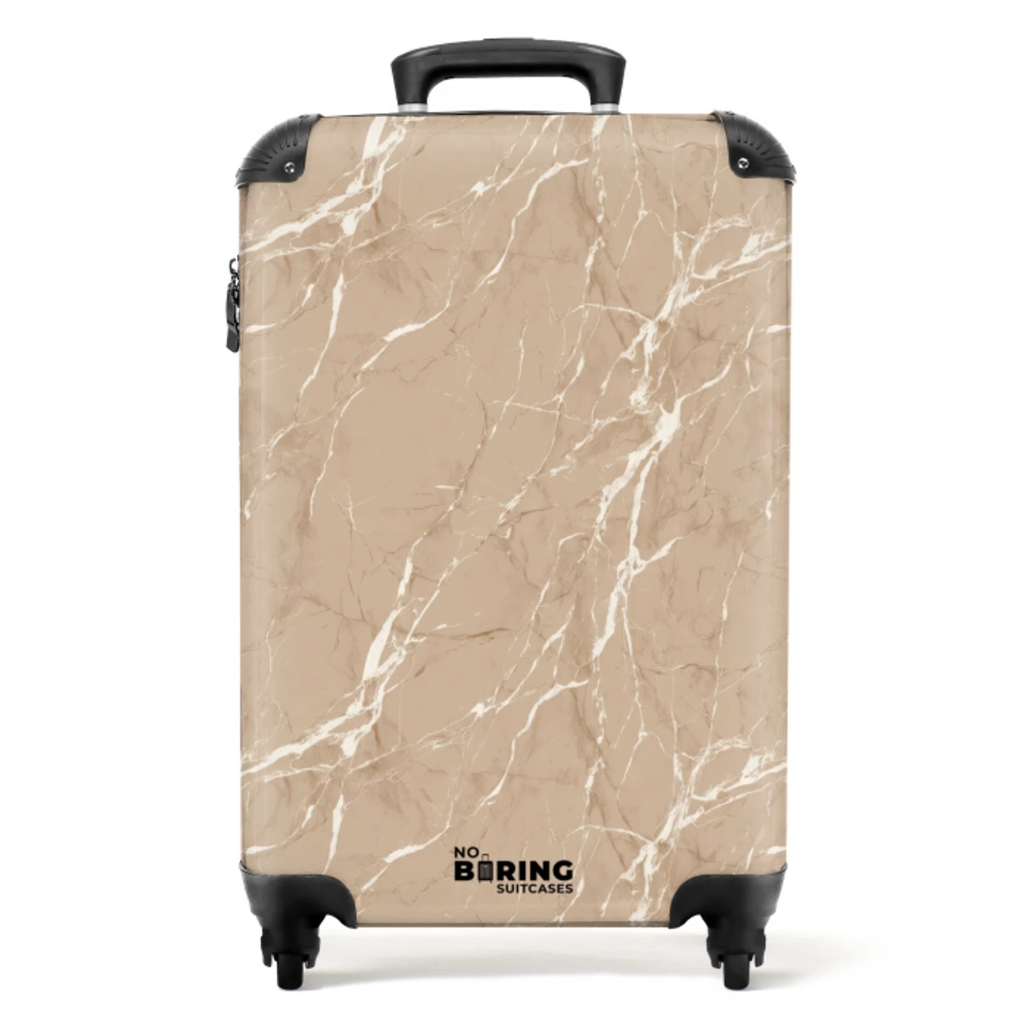 Beige - Marmer - Organisch - Wit NBS - Handbagage koffer - Volwassenen Unisex middel -productfoto_recht