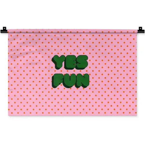 Yes fun - Groen - Roze - Stippen Wandkleed katoen klein -zz3d