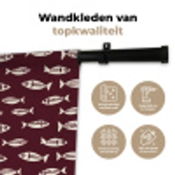 Vissen - Grafisch - Patroon - Donker Wandkleed katoen klein 269 -sfeer2