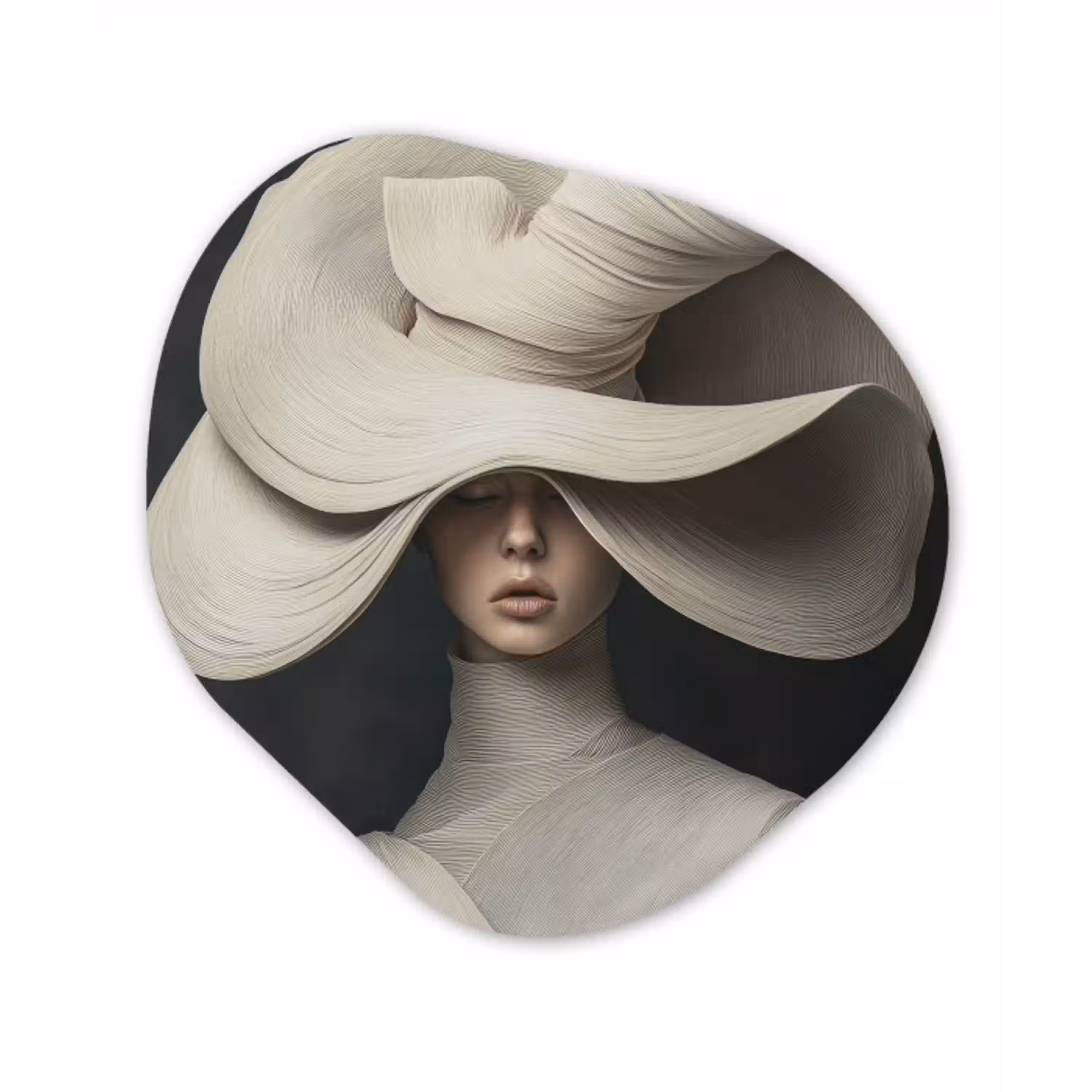 Modern - Vrouw - Hoed Wandcirkel Organisch Plexiglas middel -3d