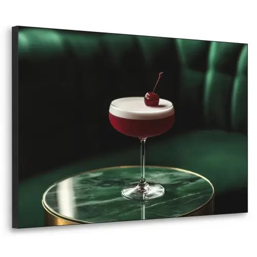 Kers - Cocktail - Rood - Marmer Textielframe zwart klein -3d