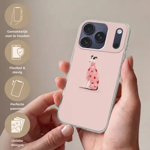 Hond - Hartjes - Roze Telefoonhoesje iPhone 17 Pro klein -sfeer3_NL