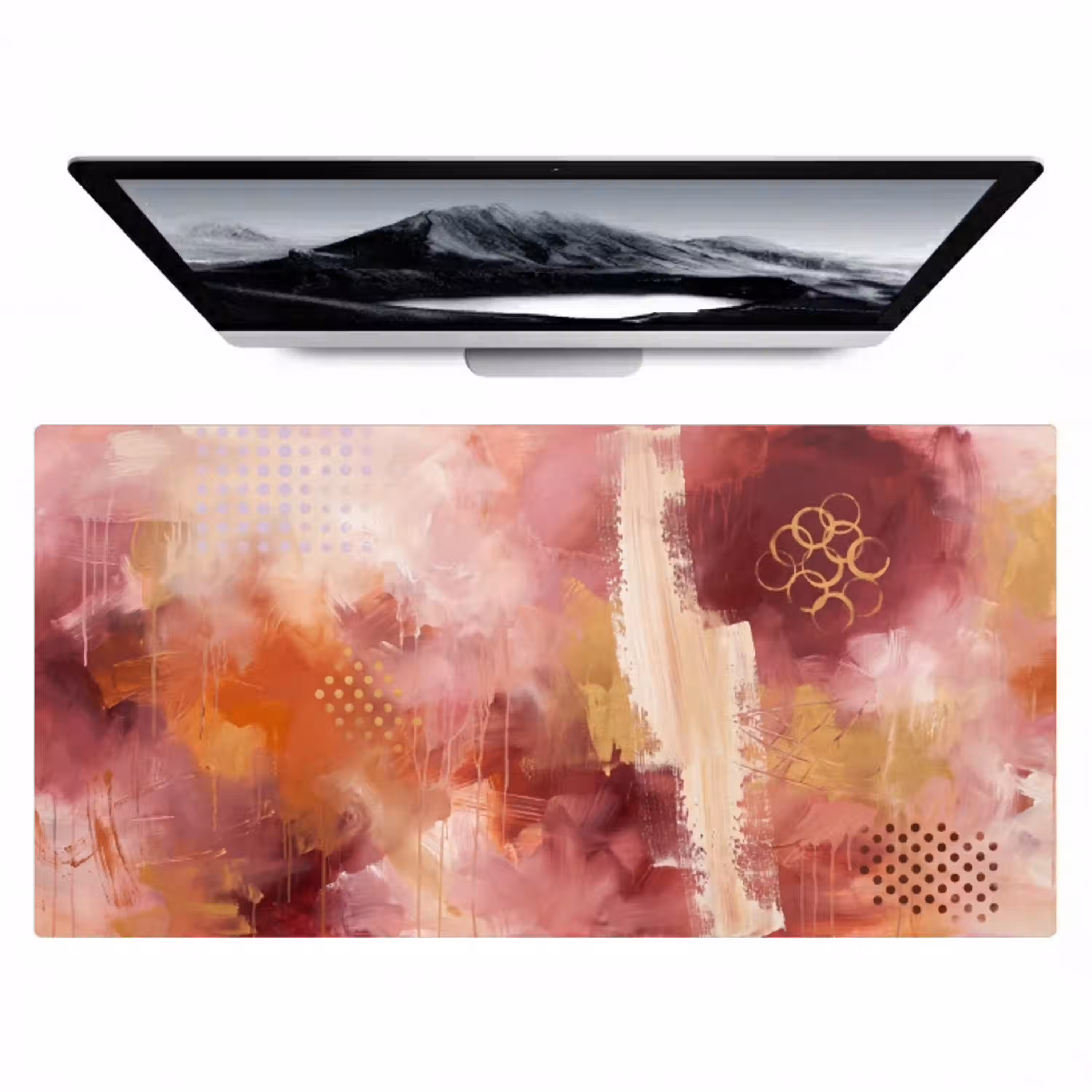 Abstract - Rood - Goud - Modern - Kunst Muismat XXL klein -zzz3d