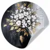 Bloemen - Wit - Vaas - Abstract Wandcirkel behangsticker klein -3d